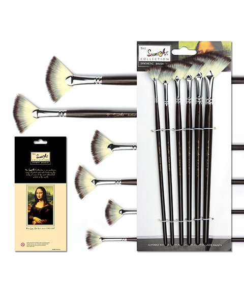 6 Pcs Premium Nylon Hair Fan Paint Brush Set