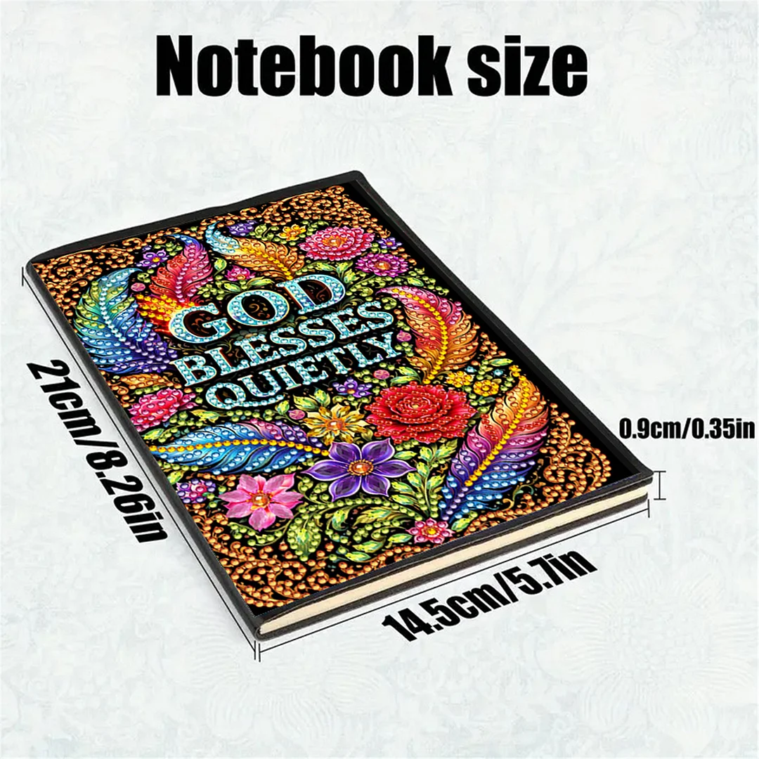 DIY Flower Diamond Painting Journals Notebooks 50 Pages A5 No Lines Special Shaped Diamond Art Kits for Beginners Craft Lovers and Artists (God Bless Quietly)