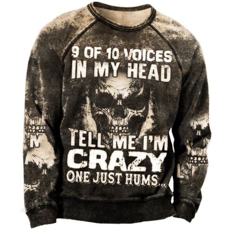 Men's Street Style Long Sleeve Letter Skull Print Sweatshirt