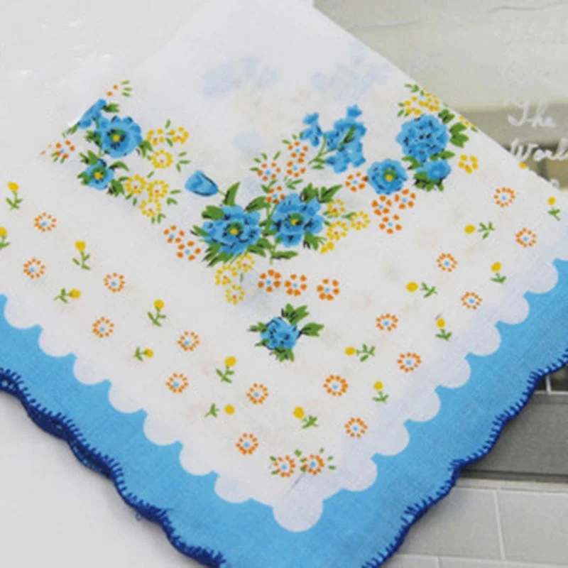 Handkerchiefs Women Printing Cute Square Towel Pocket Womens Elegant Simple Wipe Sweat Soft Cotton Trendy Casual Ladies 2020 New