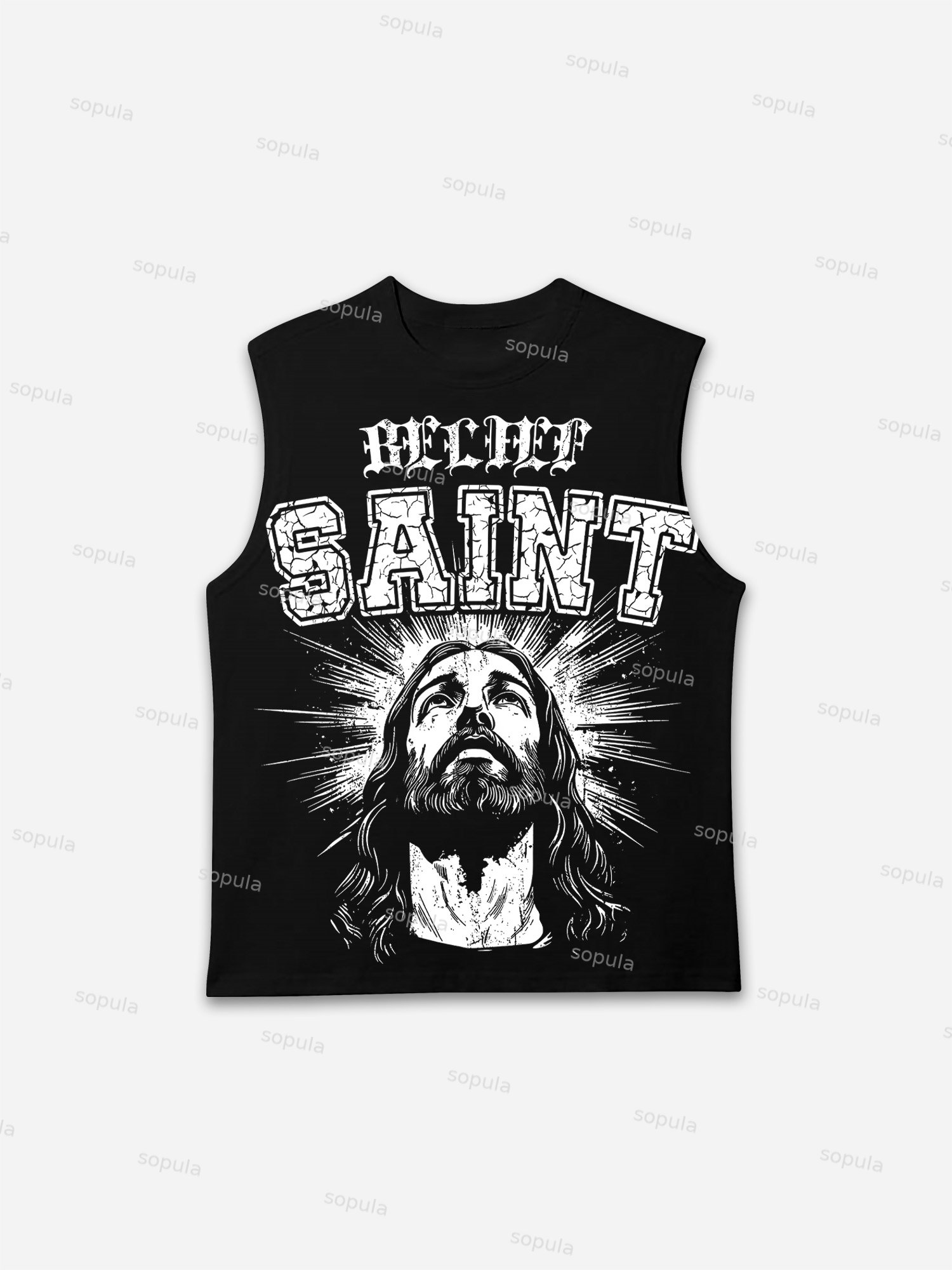 God Graphic Belief Saint Print Tank Top - SOPULA