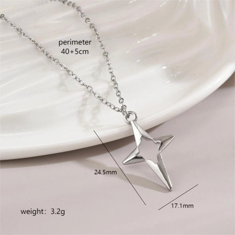 Stainless Steel 18K Gold Plated Minimalist Polishing Plating Star Heart Shape Bow Knot Pendant Necklace