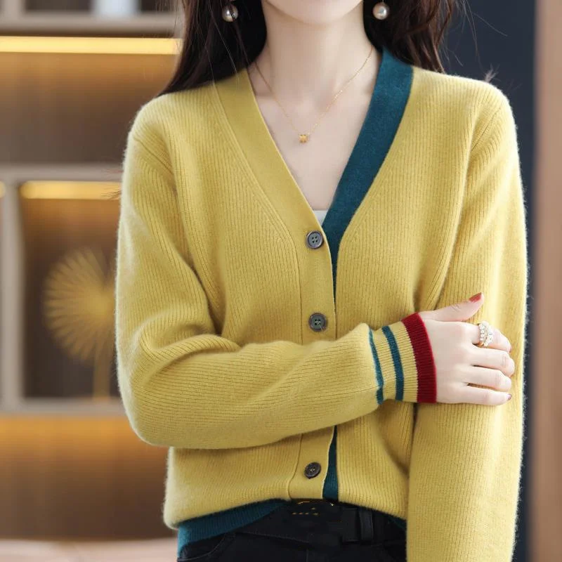 Toloer Toloer Spring And Autumn New Fashion Female V-Neck Loose And Versatile Color Cardigan Show Thin Single Breasted Sweater Coat Female-Outfit Ideas
