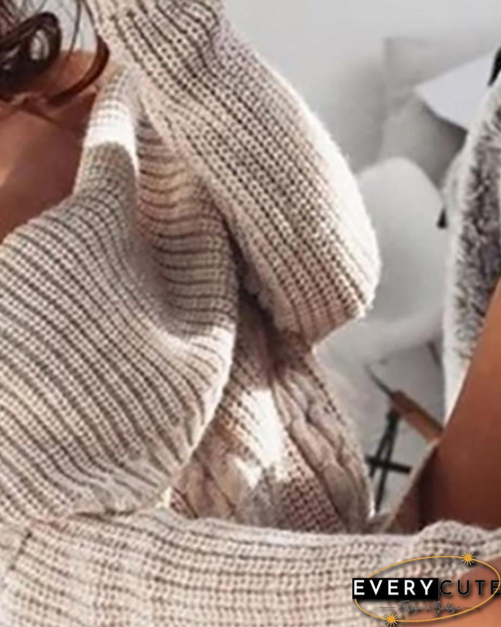 Off Shoulder Knit Long Sleeve Sweater Dress P13615