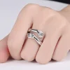 Women's Give Me A Hug Hand Open Band Ring 14K White Gold Plated Sterling Silver