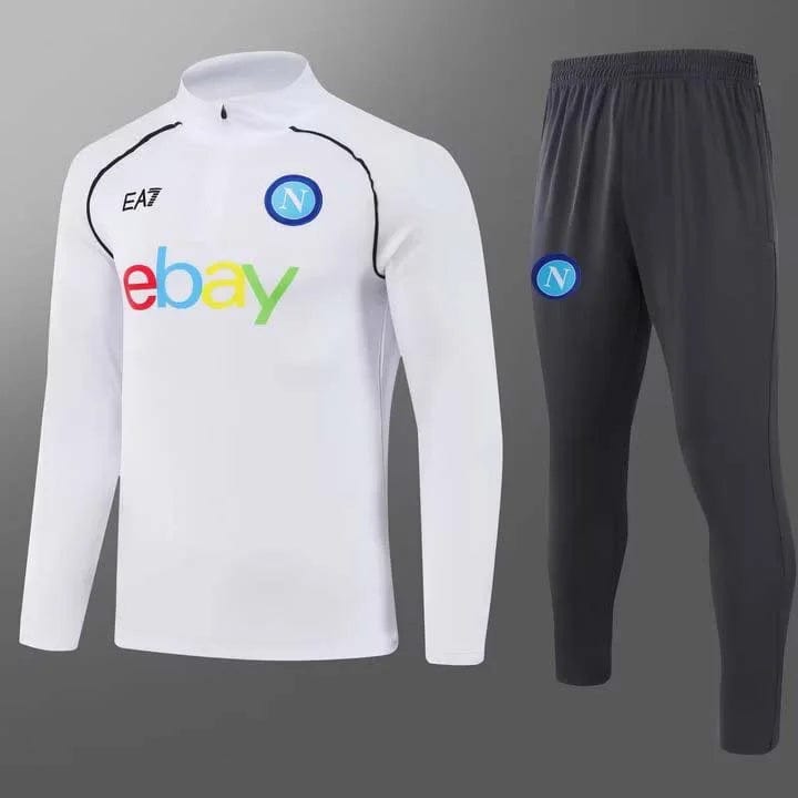 2023/2024 Napoli Half-Pull Training Suit White Football Shirt 1:1 Thai Quality Set mysite