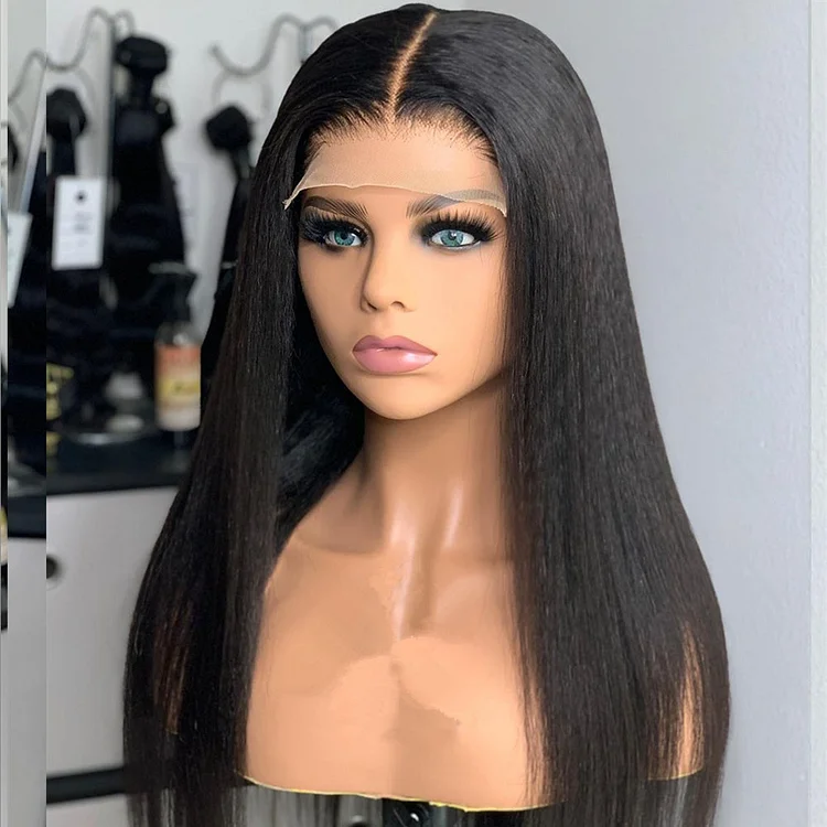 Pre-Made Clearn Hairline| Light Yaki Straight Swiss HD Lace/Diamond Fake Scalp 13x6 Lace Frontal Wig