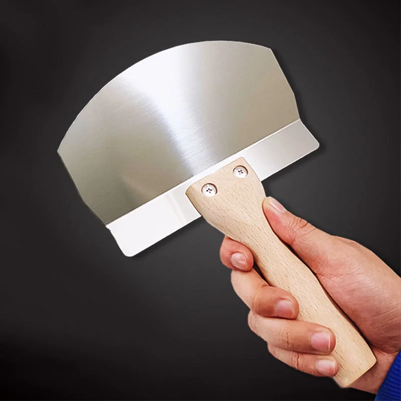 Stainless Steel Curved Plaster Spatula with Wooden Handle