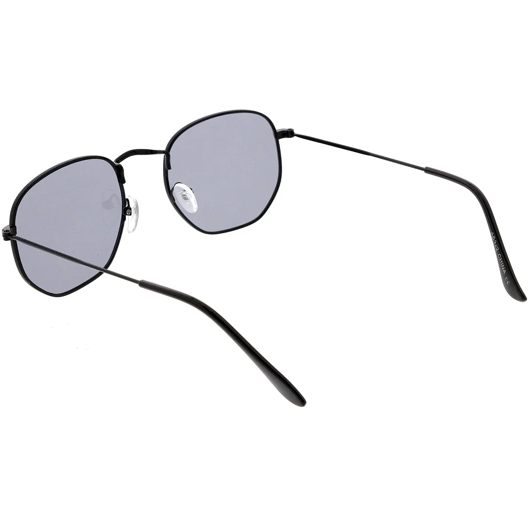 Modern Metal Geometric glasses Slim Arms Neutral Flat Lens 51mm