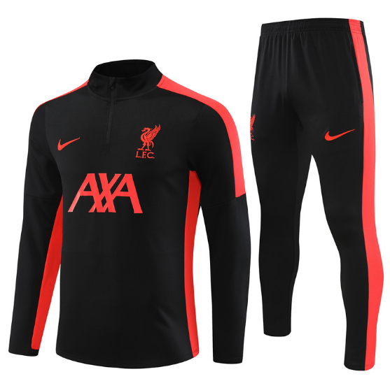 23/24 Liverpool Half-Pull Training Suit Red Black Football Jersey Set Thai Quality