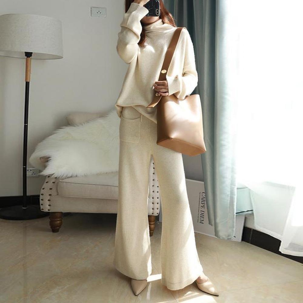 Glamorous High Neck Long Sleeve Sweater Two Piece Set