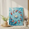 (30x40cm)DIY Pearl Painting Framed Lotus Fish Handmade Pearl Material Art Kit Living Room Decor
