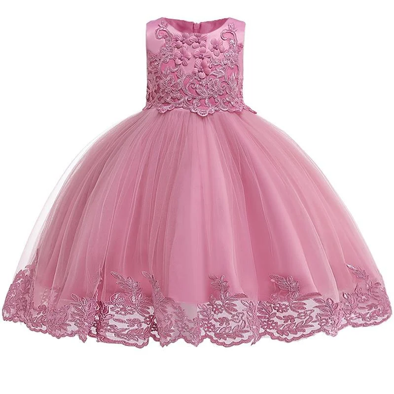 2021 Summer Bridesmaid Gown Girl Party Dress Kids Dresses For Girls Clothes Children Flower Princess Dress Elegant Wedding Dress