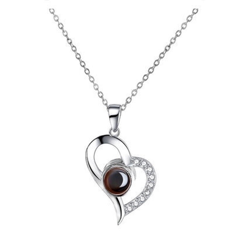 925 Sterling Silver Inlaid Gemstone Heart Shape Necklace