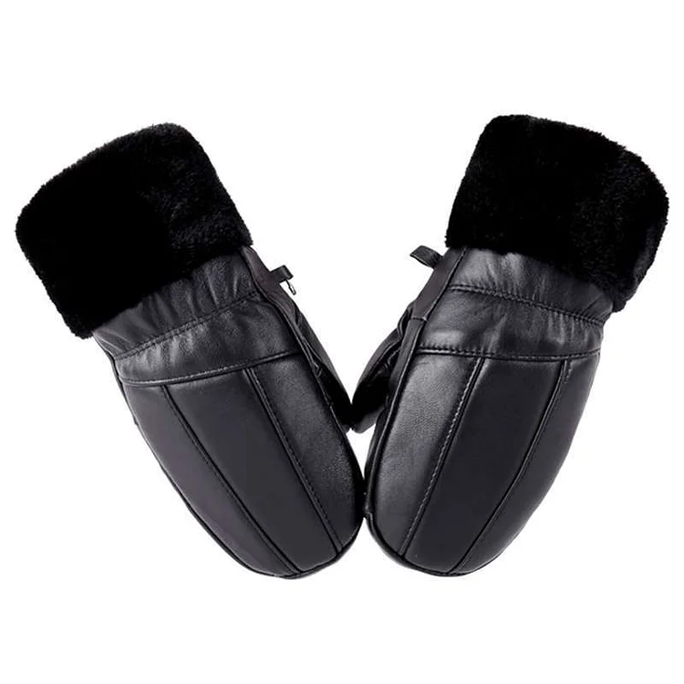 Genuine sheepskin padded and thickened cold-proof warm single-finger one-finger gloves
