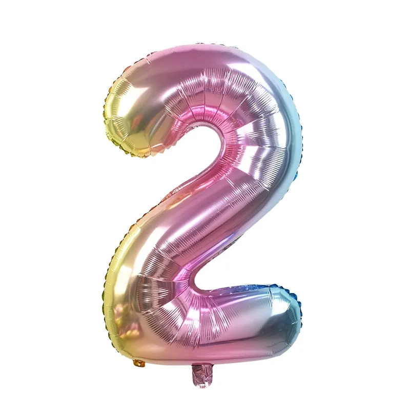32inch Iridescent Rainbow Color Number Foil Balloons Birthday Wedding Party Decoration Digital Balloon Number Air Ballon Globos