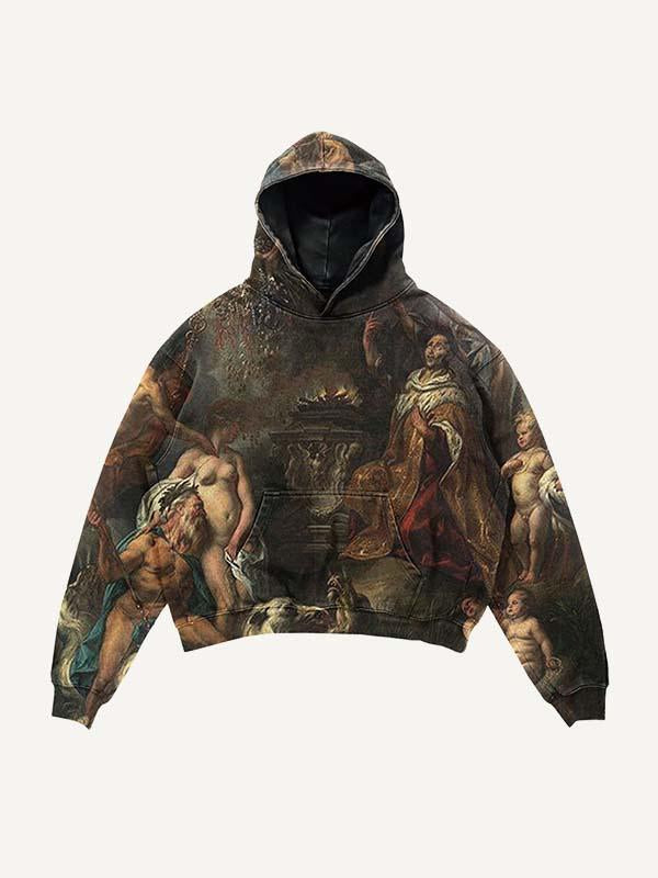 Figure Print Slant Pockets Hoodie
