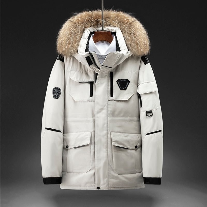 New Men's Solid Color Winter Coat Parkas White Duck Down Coat