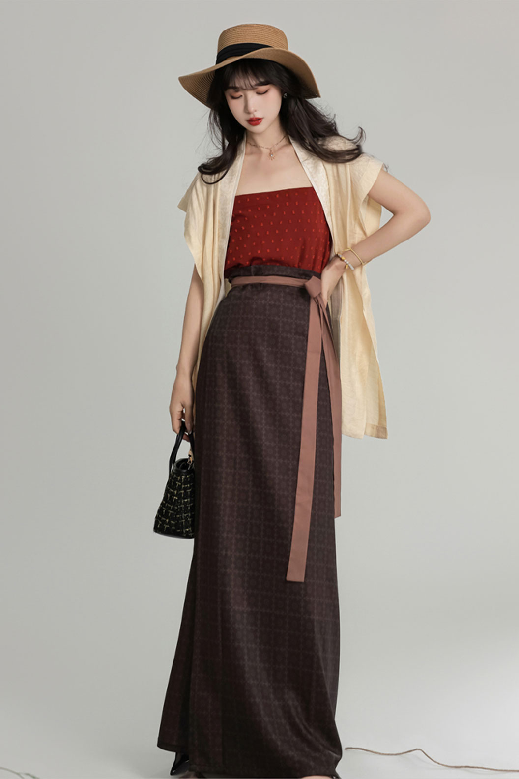 Song Dynasty Hanfu Swing Dress with Cardigan for Daily Wear - xiazhi 夏至 Stupa Stones