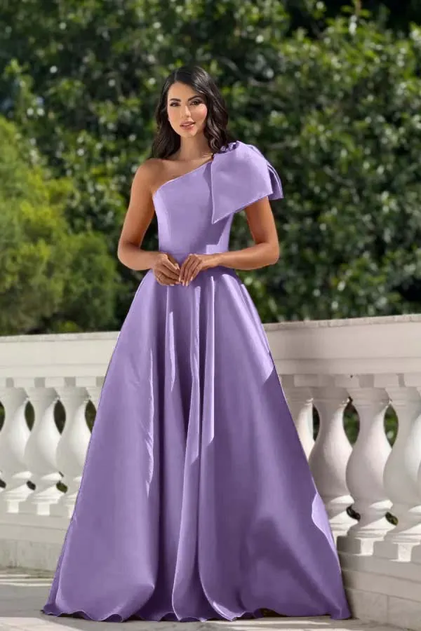 Fuchsia One-Shoulder Elegant Prom Dress | Lulustina