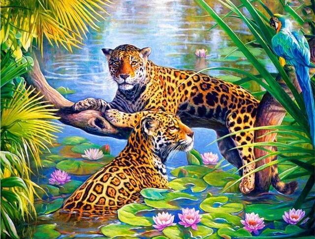 

Jaguar in the Water – Paint By Numbers - 40*50CM, 501 Original