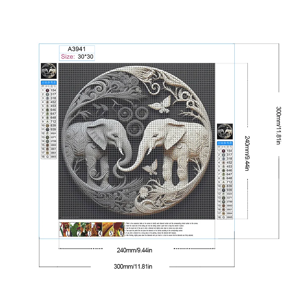 Diamond Painting - Full Round Drill - Elephant(Canvas|30*30cm)