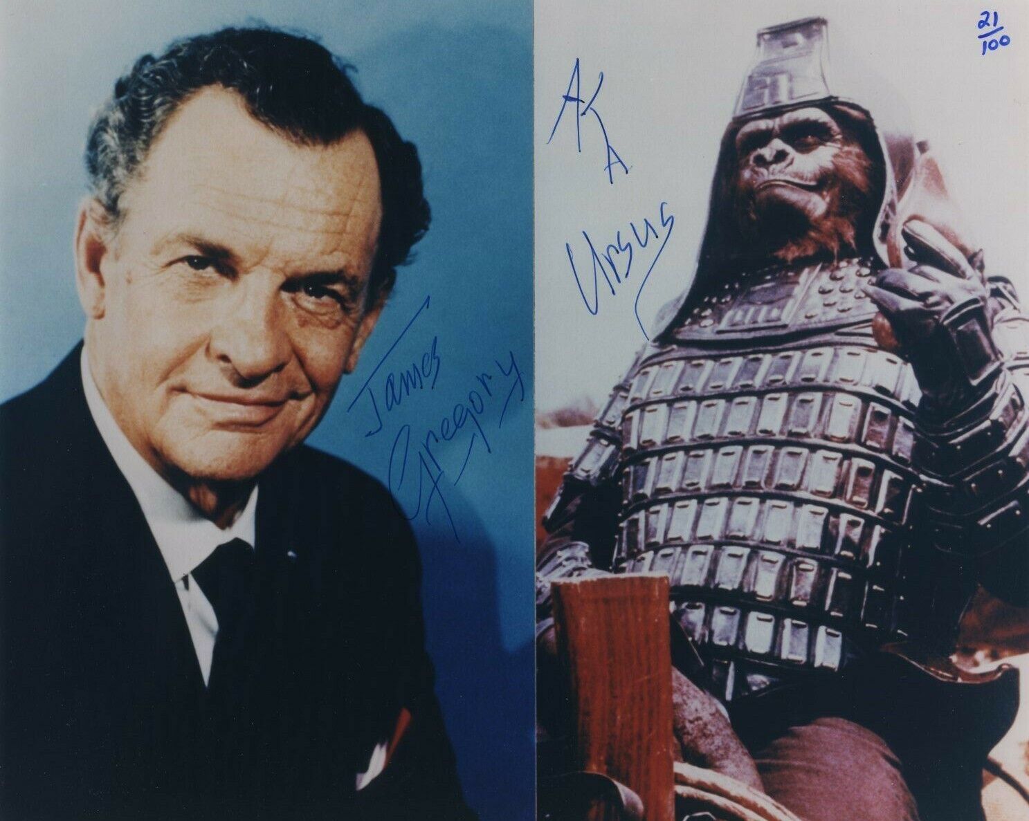 JAMES GREGORY SIGNED AUTOGRAPHED THE PLANET OF THE APES COLOR Photo Poster painting GEN. URSUS