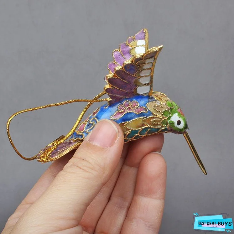 Cloisonne Copper Bodied Kingfisher Hummingbird Pendant Filigree Christmas Tree Pendant Collection