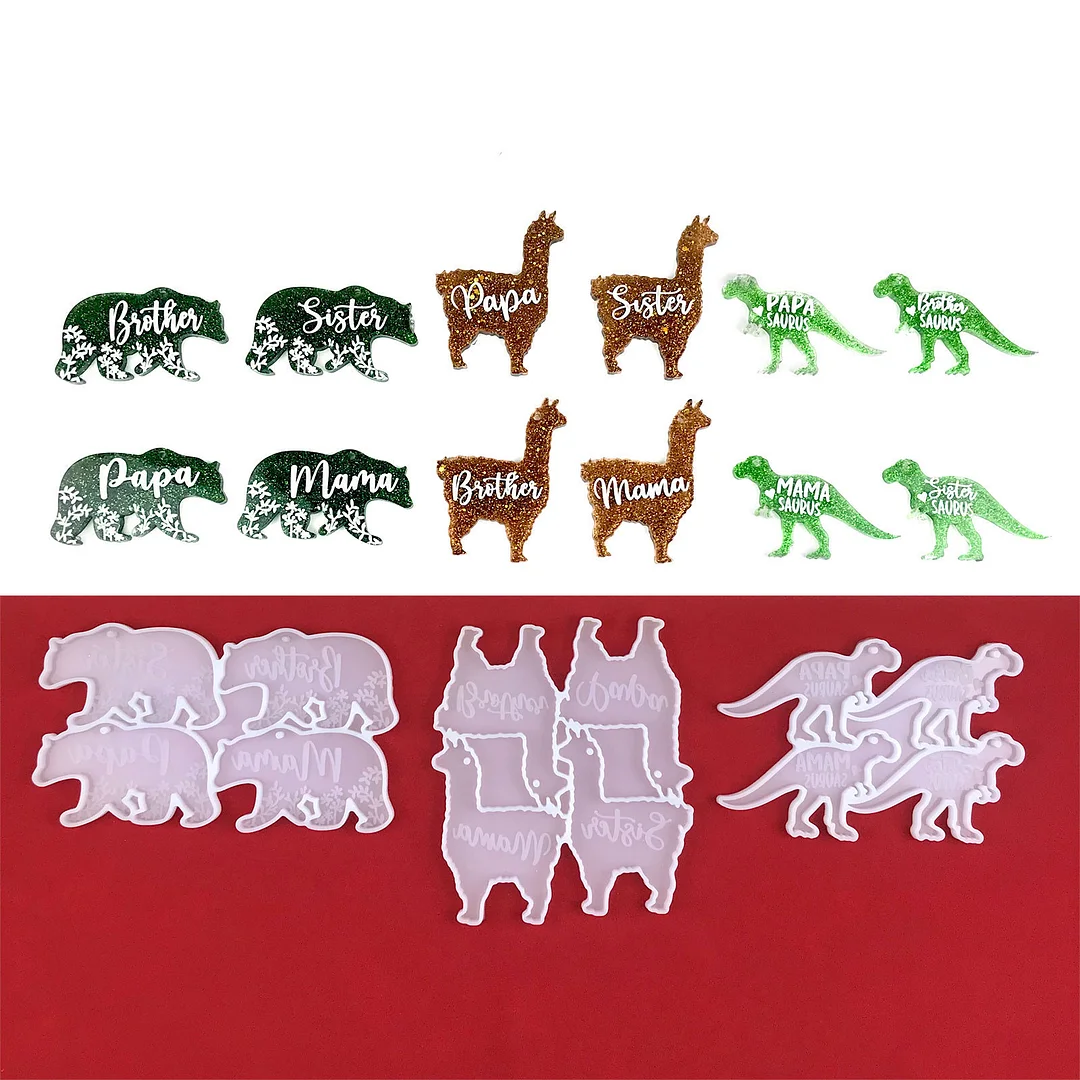 3pcs Family Animal Keychain Resin Mold Set