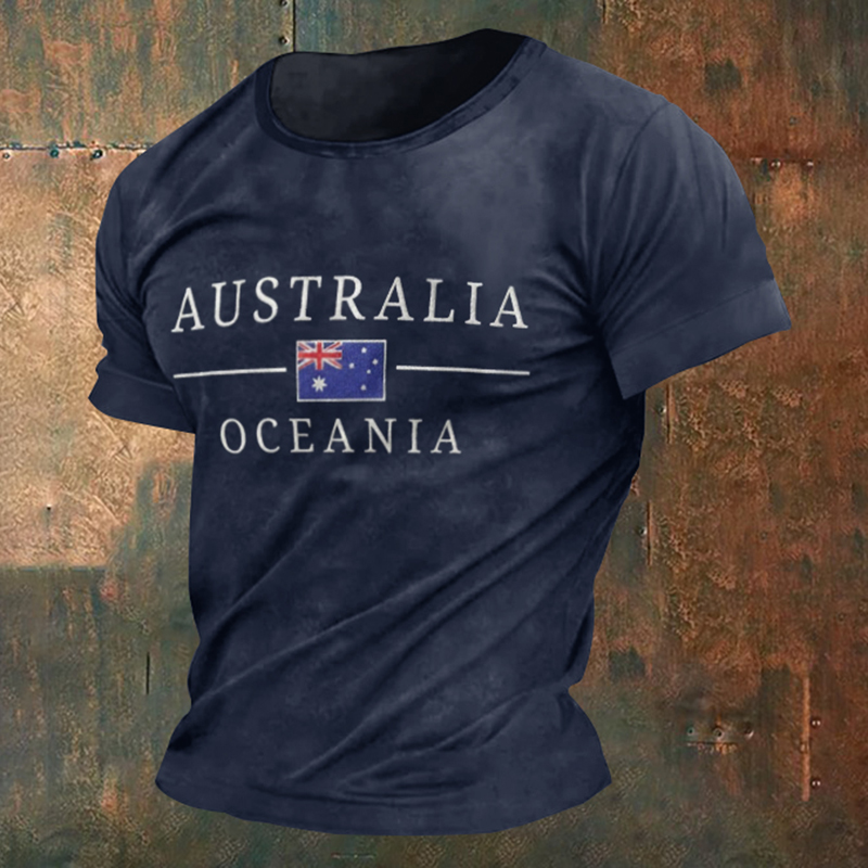 Men's Vintage Australian Print Short Sleeve Casual T-shirt artswardrobe