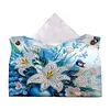 Lilies and Birds DIY PU Diamond Painting Tissue Box Kit Desktop Tissue Holder with Rhinestone Diamond Desk Decorative Tissue Box for Adults Desktop Storage Organizer