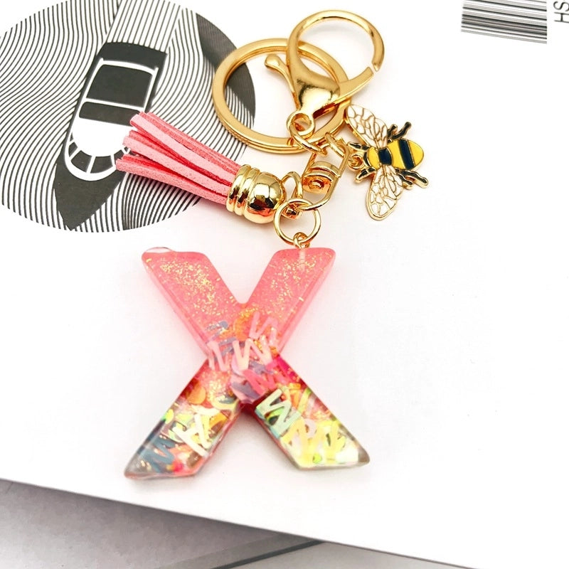 Retro Classic Style Letter Bee Resin Women’s Bag Pendant Keychain