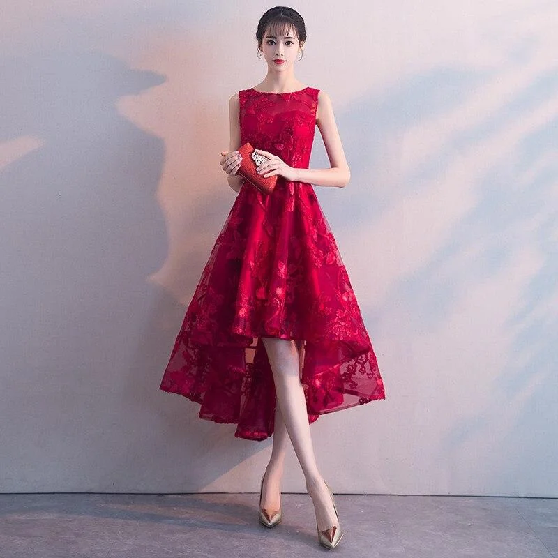A Line Lace Homecoming Dresses Short Front Long Back Navy Blue Junior Cocktail Dress Blush Pink Hot Fashion High Low Party Dress