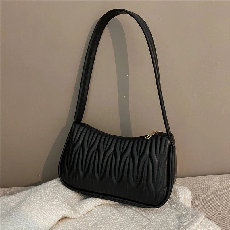 Women’s Small PU Solid Color Elegant Classic Style Streetwear Sewing Thread Square Zipper Underarm Bag