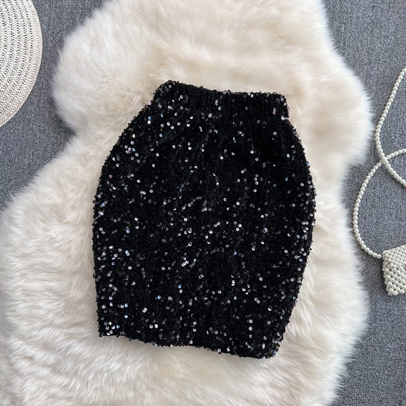 Women2022 Fashion Women Skirts Sequin Bodycon Pencil Mini Skirt Short Wrap Skirt Streetwear Party Simple Spring Tunic GD638