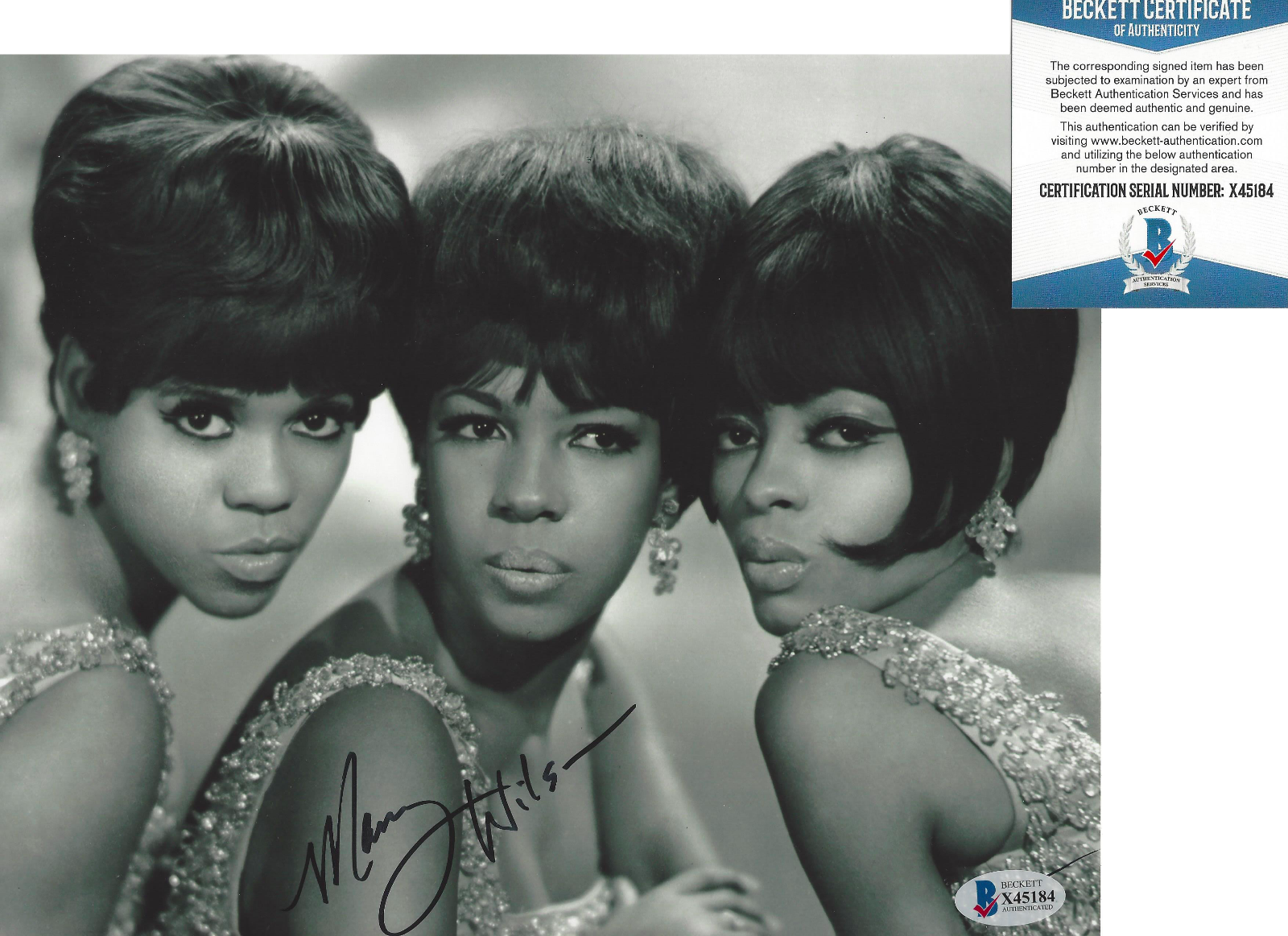 MARY WILSON of THE SUPREMES SIGNED 8x10 Photo Poster painting F MOTOWN SINGER BECKETT COA BAS