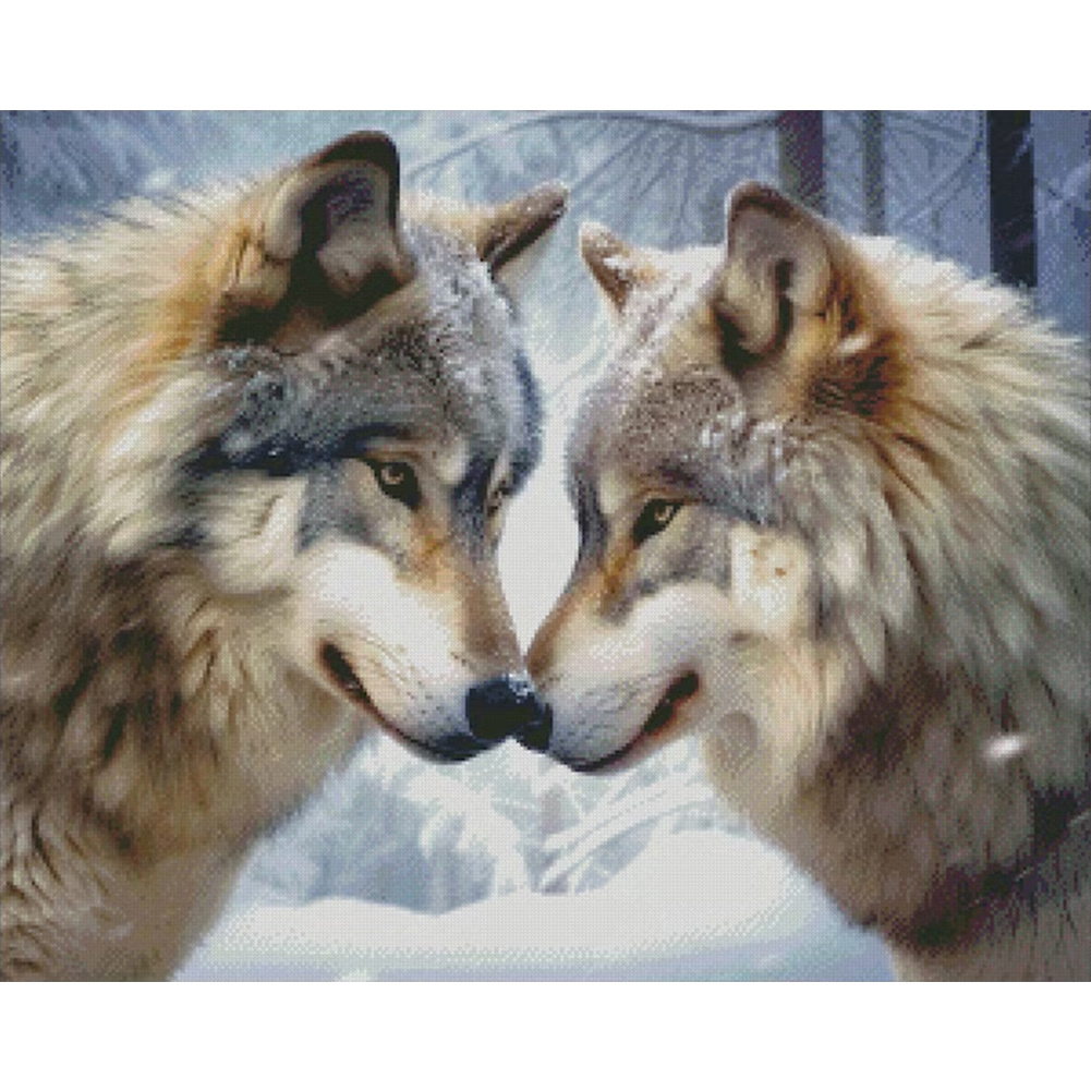 Wolf Couple 50*40CM (Canvas) Full Round Drill Diamond Painting gbfke