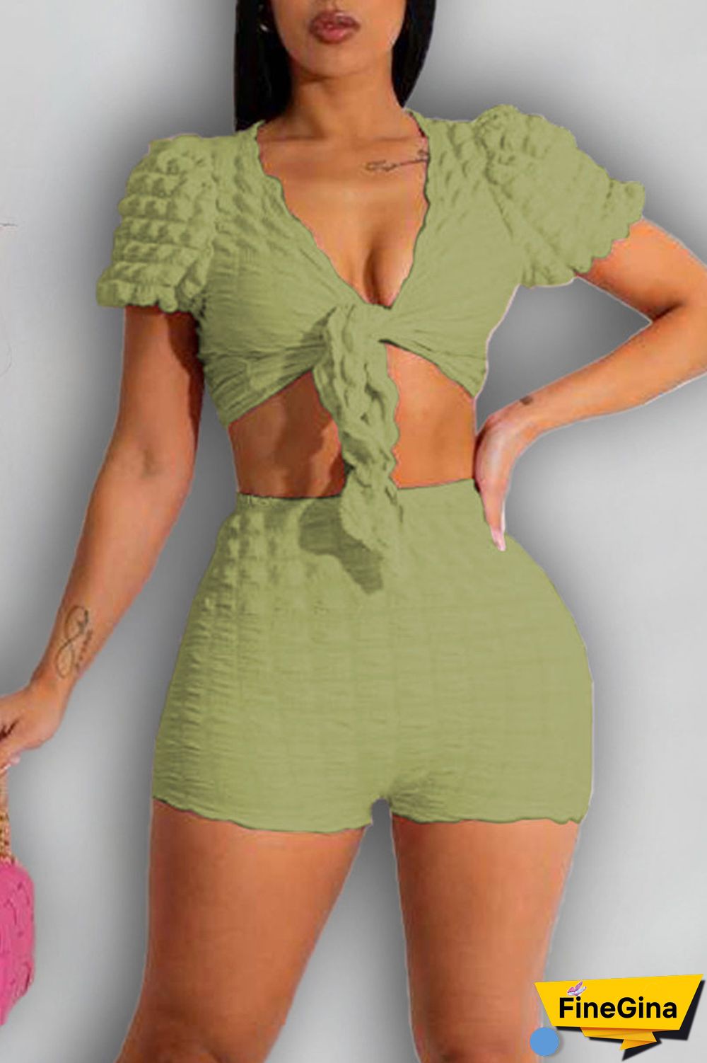 Black Sexy Solid Bandage Patchwork V Neck Short Sleeve Two Pieces