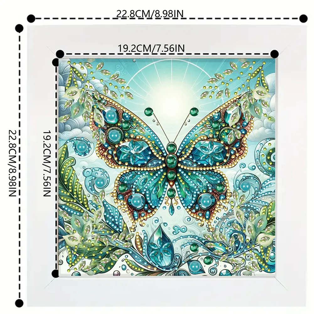 5D DIY Partial Special Shaped Drill Diamond Painting Kit Butterfly Decor(19.2*19.2cm)【With Frame】