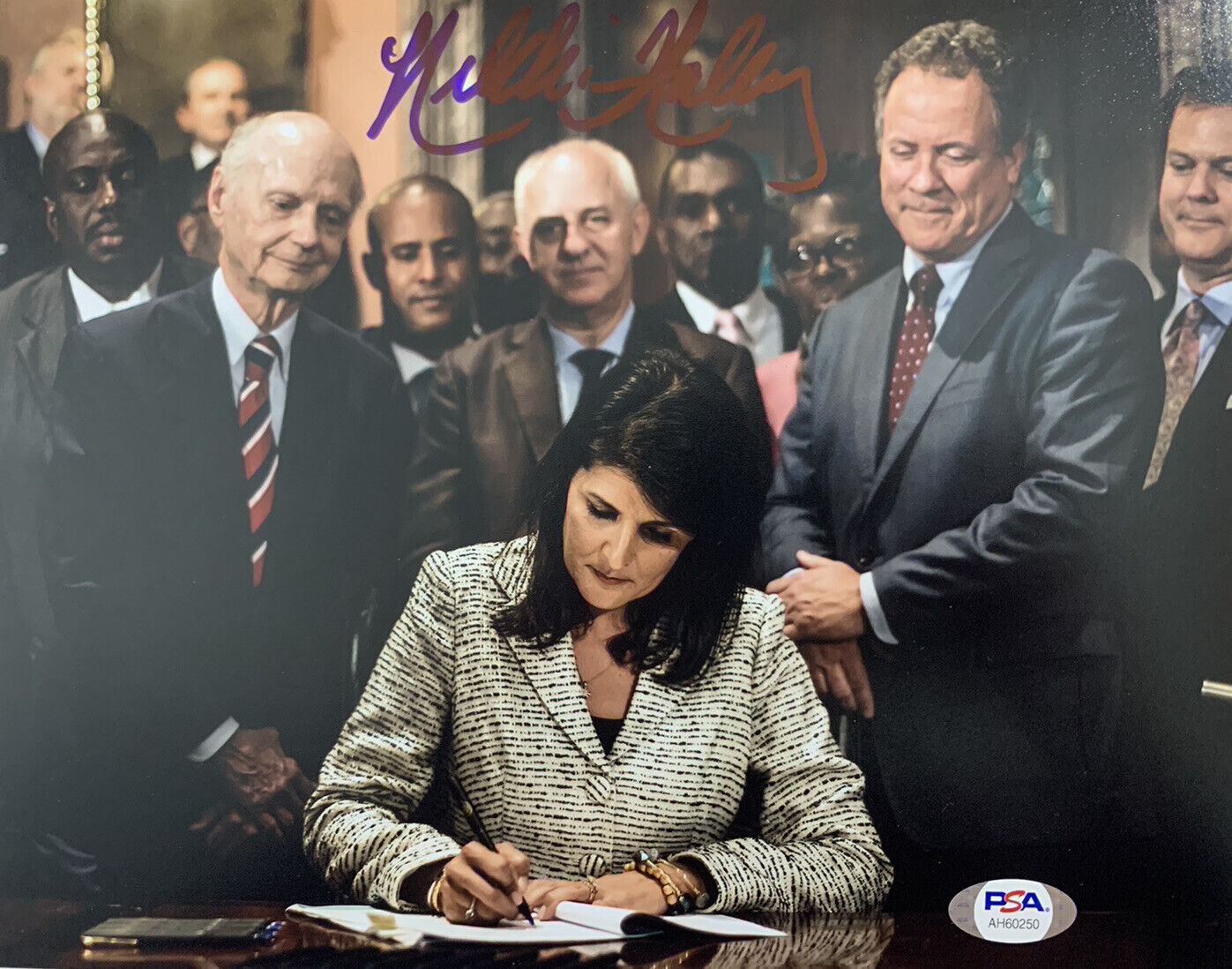 NIKKI HALEY HAND SIGNED 8x10 Photo Poster painting UN AMBASSADOR AUTOGRAPH AUTO AUTHENTIC PSA