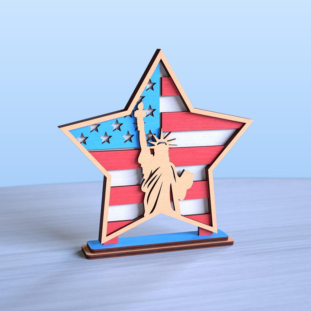 Patriotic Star Wooden Display Stand