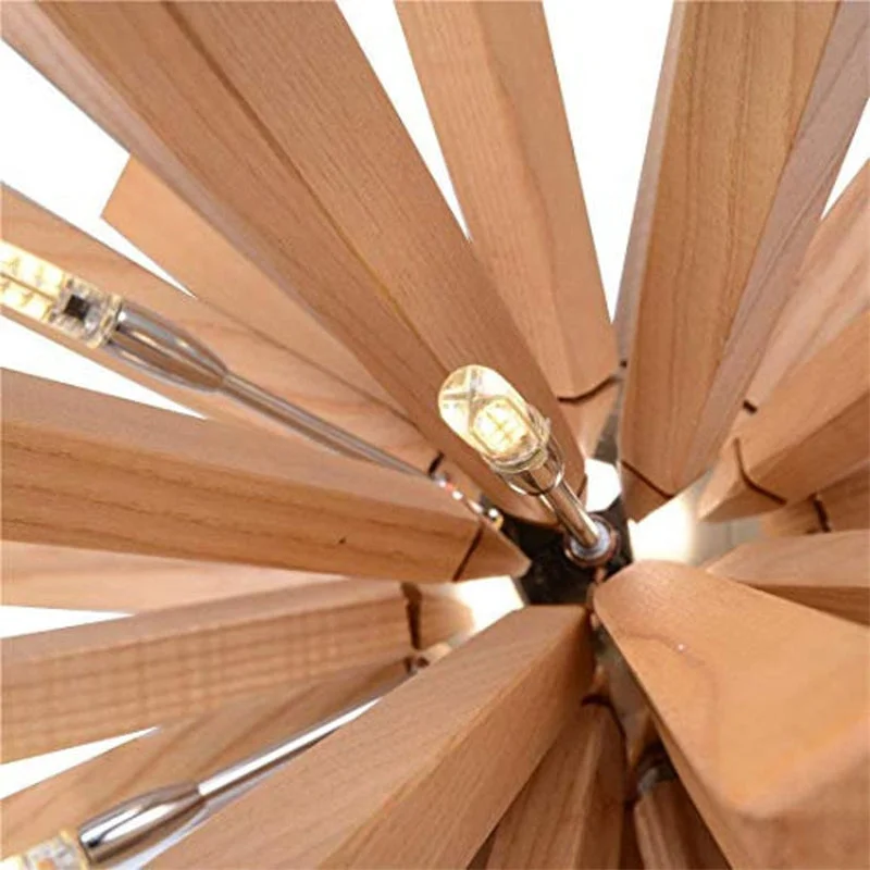 Nordic Wood Chandelier Dandelion-Shaped Pendants Lights For Bedroom