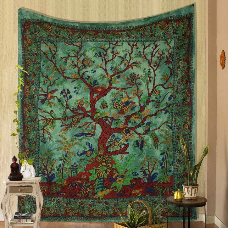 Olivenorma Green Tree Of Life Wall Hanging Psychedelic Tapestry