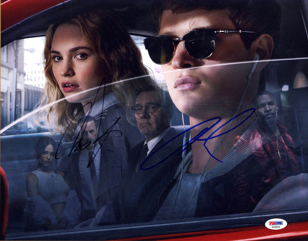 Ansel Elgort Lily James DUAL SIGNED 11x14 Photo Poster painting Baby Driver PSA/DNA AUTOGRAPHED