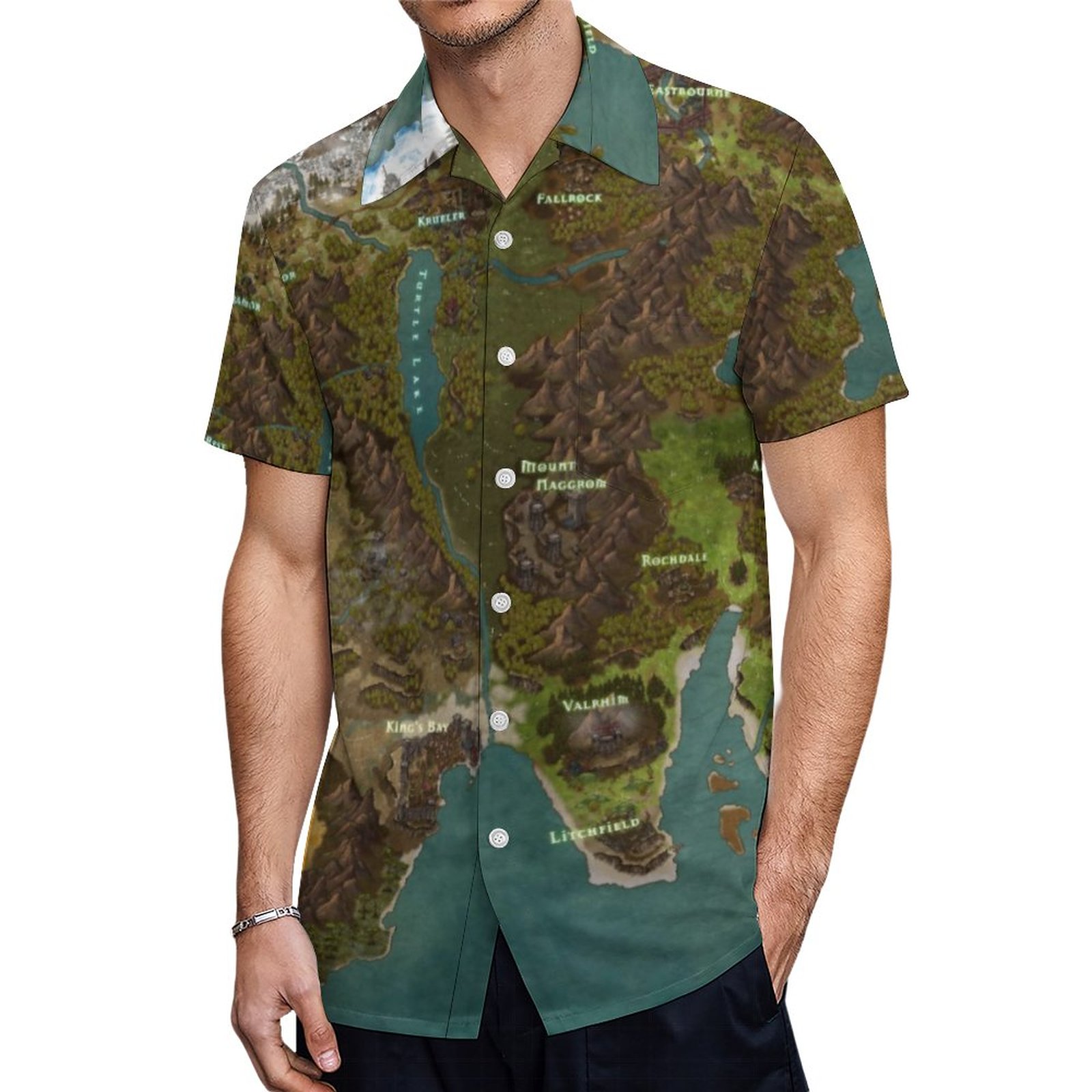Dungeons Dragons World Map Hawaiian Shirt Mens Button Down Plus Size Tropical Hawaii Beach Shirts