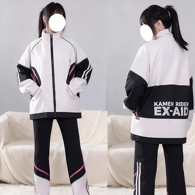 Kamen Rider Ex-Aid Inspired Color Block Stand Collar Jacket – Loose