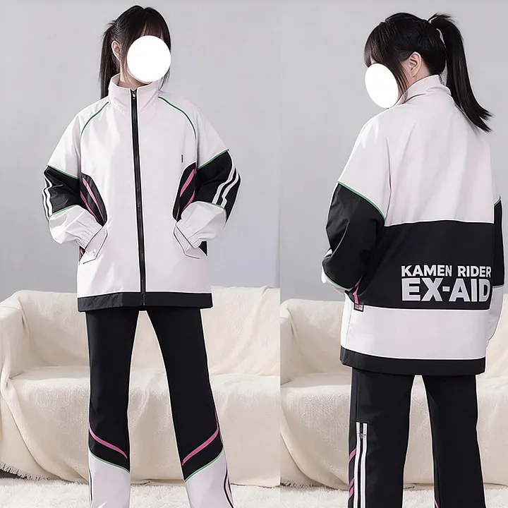 Kamen Rider Ex-Aid Inspired Color Block Stand Collar Jacket – Loose