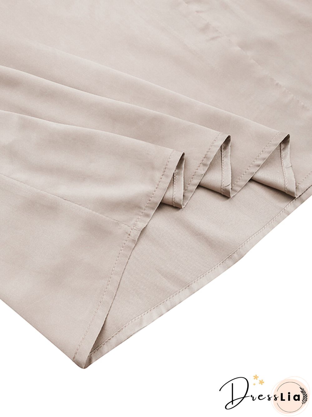 Solid Color Patchwork Puff Sleeves V-neck Satin Casual Dress