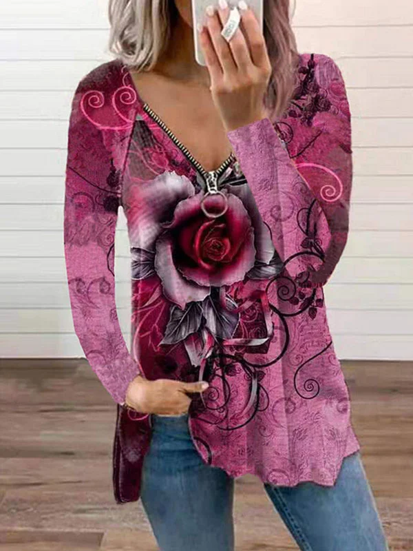 Rose Casual Cotton Comfortable Ladies T-Shirt