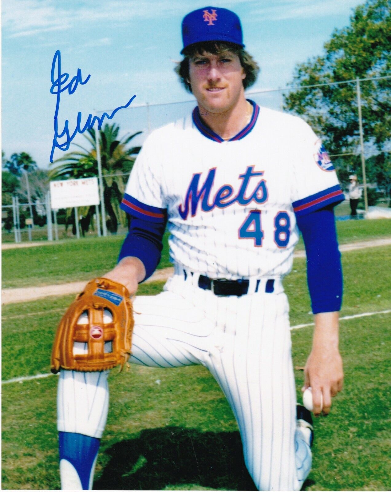 ED GLYNN NEW YORK METS ACTION SIGNED 8x10